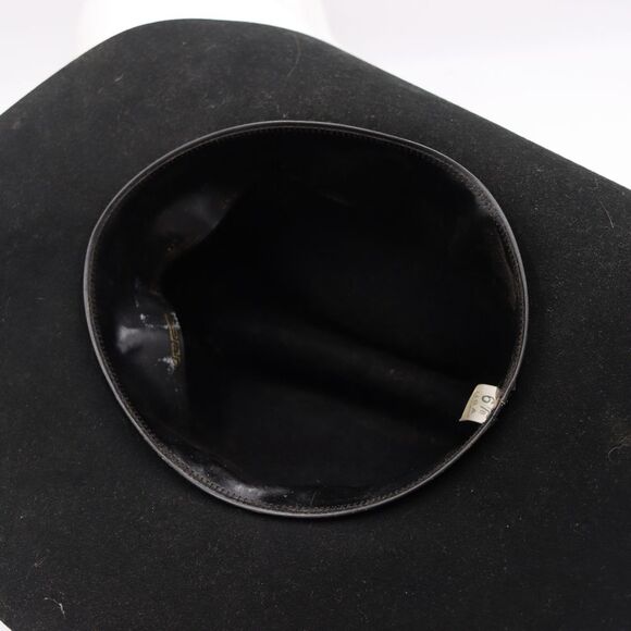 Vintage Black Cowboy Western Hat US 6 7/8 Felted Wool Rockabilly Statement - Picture 11 of 16